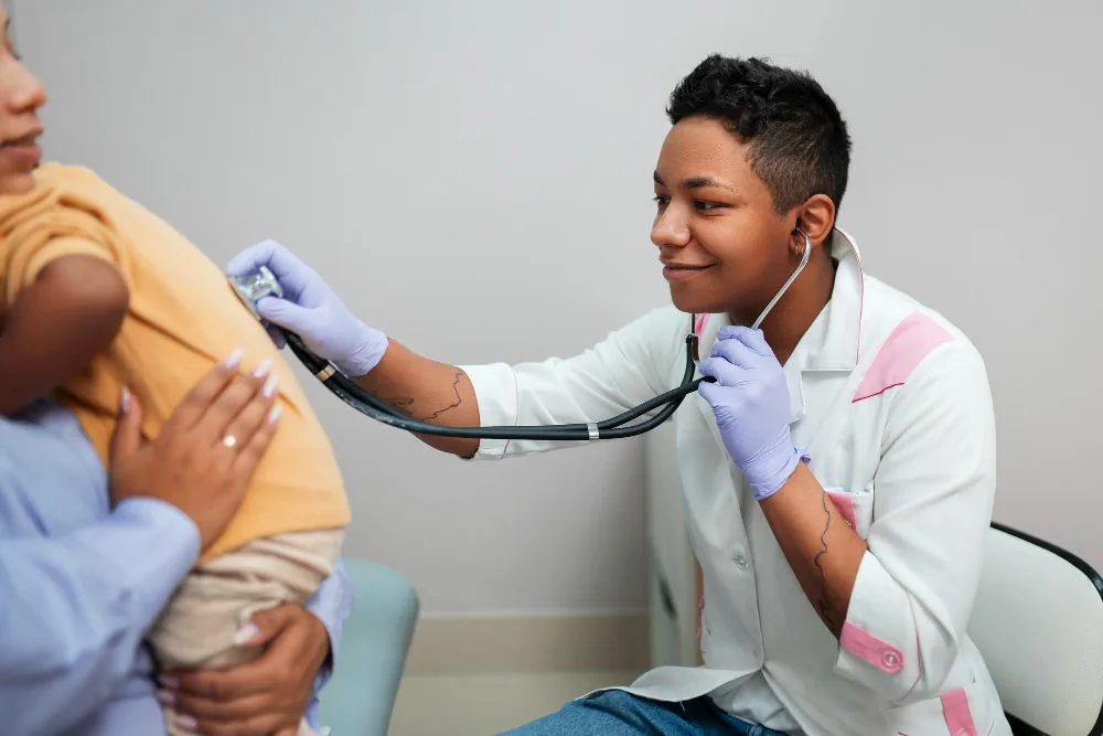 Healthcare provider discussing preventive care during a medical visit