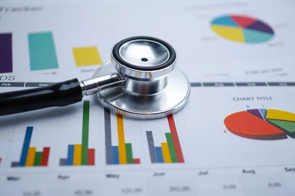 Medical chart and stethoscope representing health risk assessment