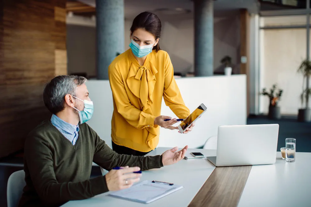 Healthcare provider discussing health risk assessment results with a patient