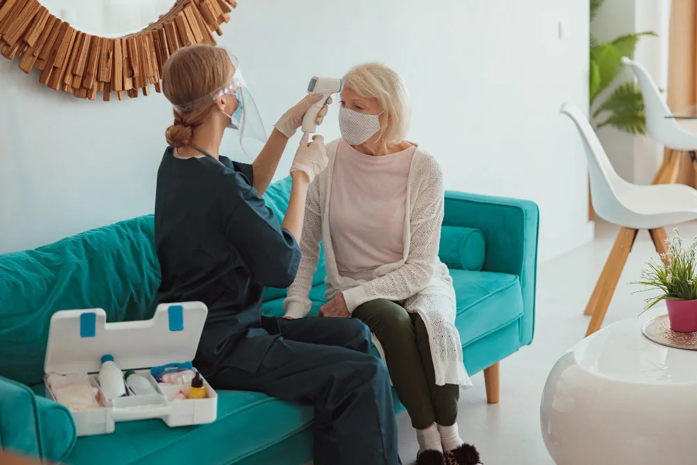 Healthcare provider supporting a patient during home based care