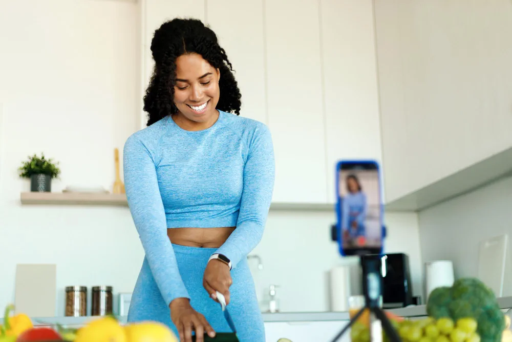 Virtual coaching session reviewing fitness and weight loss progress